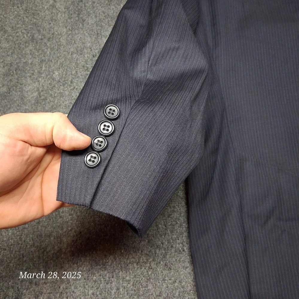 Michael Kors Wool Sports Blazer Men Size 43 Regular Dark Navy Blue Double Button